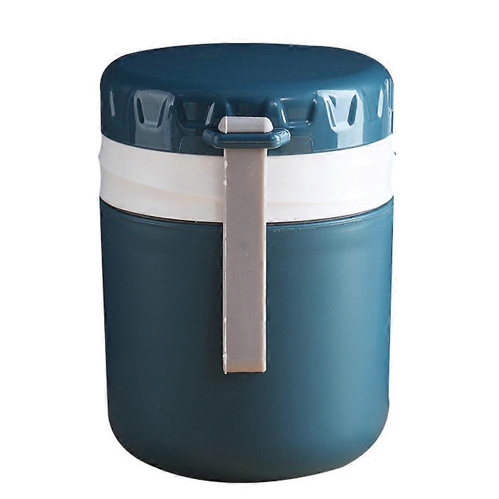 Soup Container For Lunch With Spoon In Blue Plastic And Stainless Steel Perfect For Breakfast Time And Thermal Insulation 1Pack