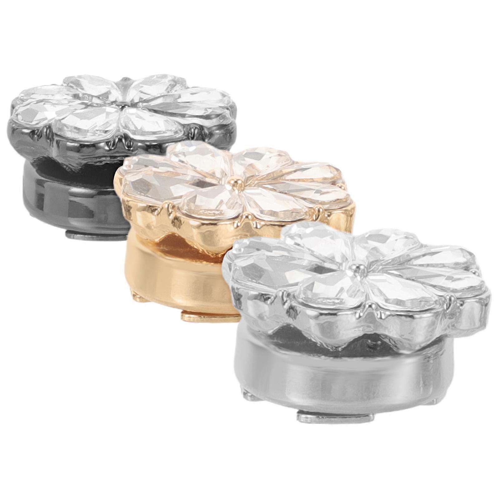 Here's a polished and professional product description based on your input:
**3pcs Flower Cufflinks for Women – Silver Rhinestone Embellished