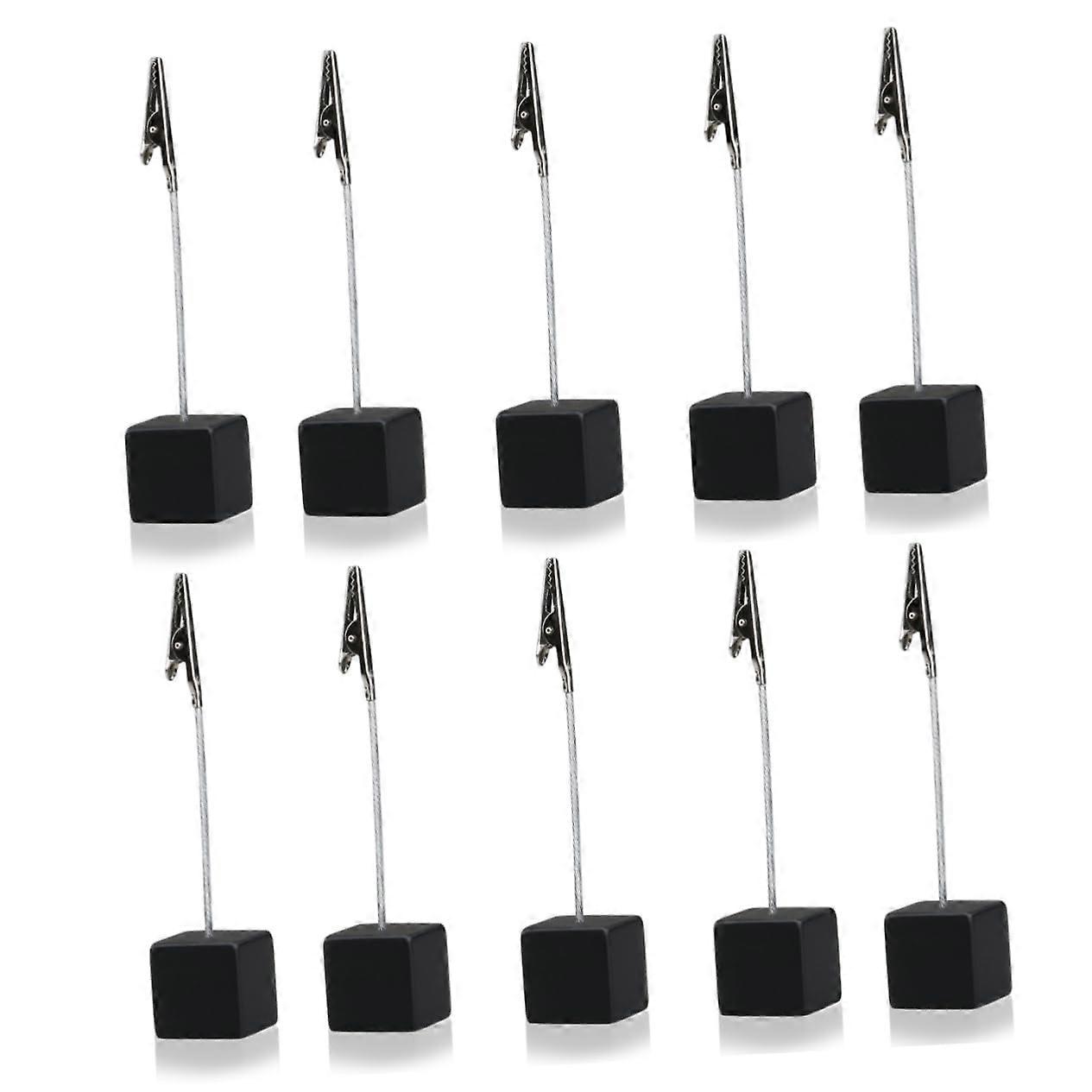 Cube Memo Clip Set, 10-Piece, Black, Stable Document Holder For Office And Home, Space-Saving, Base Height