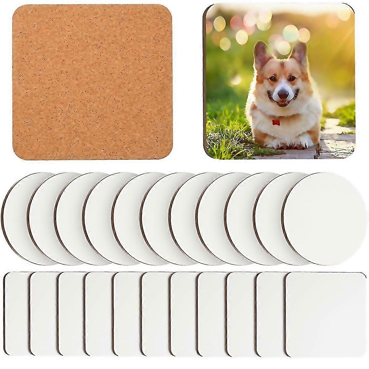 For 24 pcs sublimation coasters 4 x 4inch hardboard coaster cork and mdf blank sublimation car coast