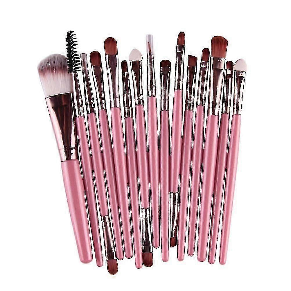 15-Piece Nylon Makeup Brush Set - Professional Kit for Flawless Face and Eye Application