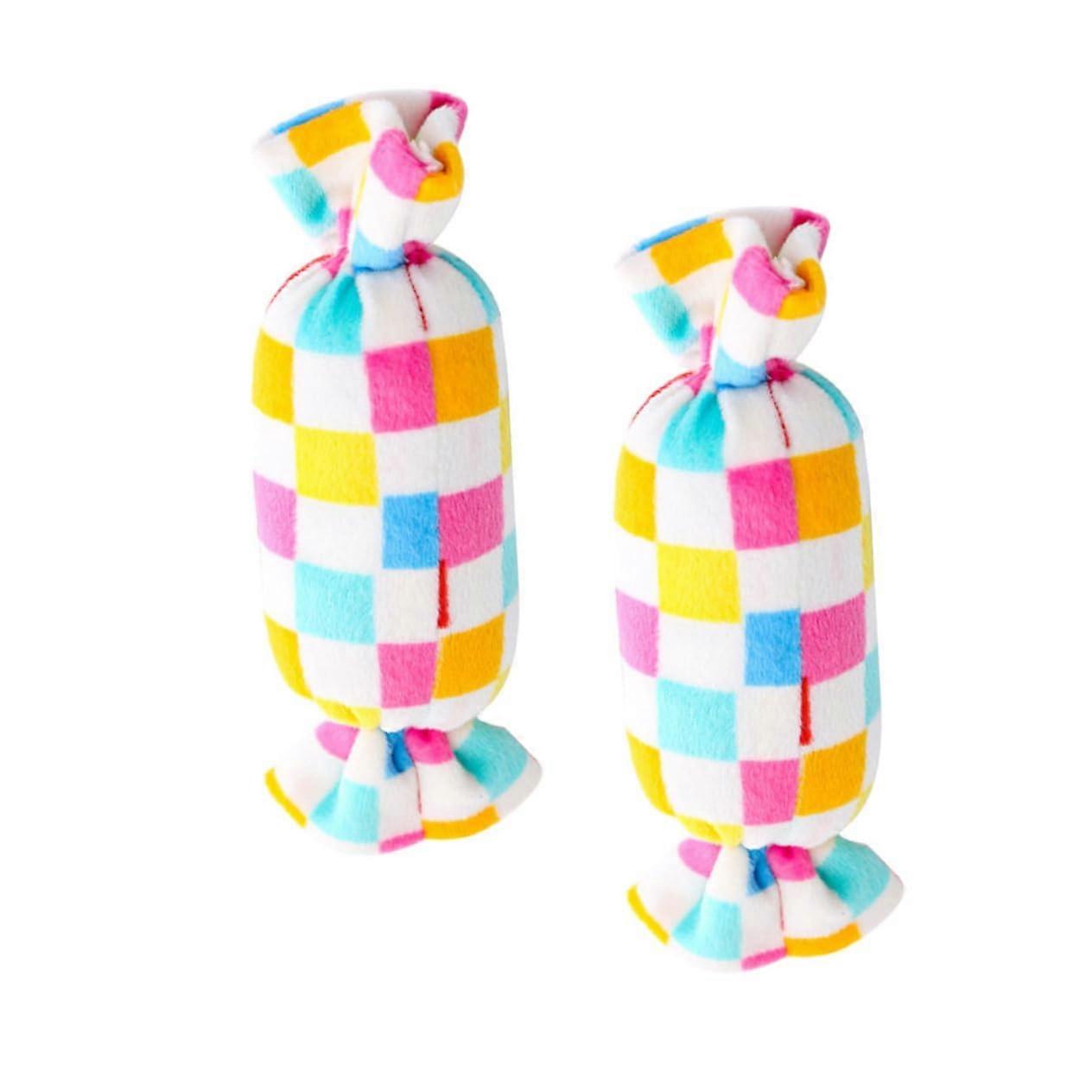 2pcs Plush Candy-Shaped Chewing Toys for Dogs Interactive Safe Teething Toy Multi-Purpose Pet Accessory for Endless Fun