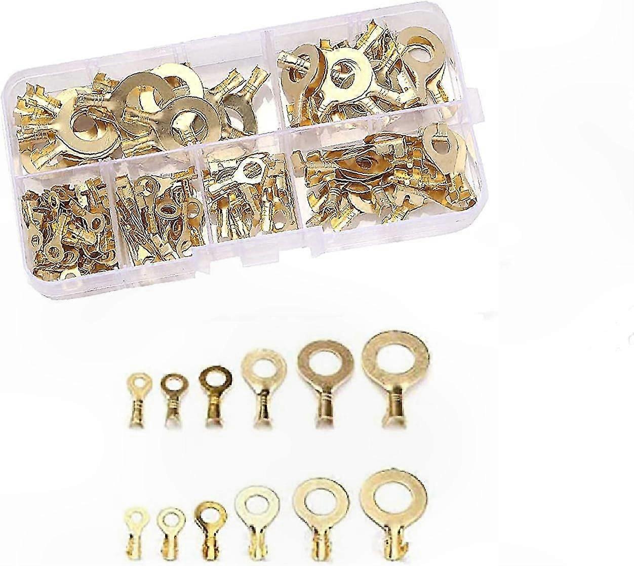 150Pcs Brass Crimp Connectors, Copper Wire Lugs Assortment Kit for Electrical Cables