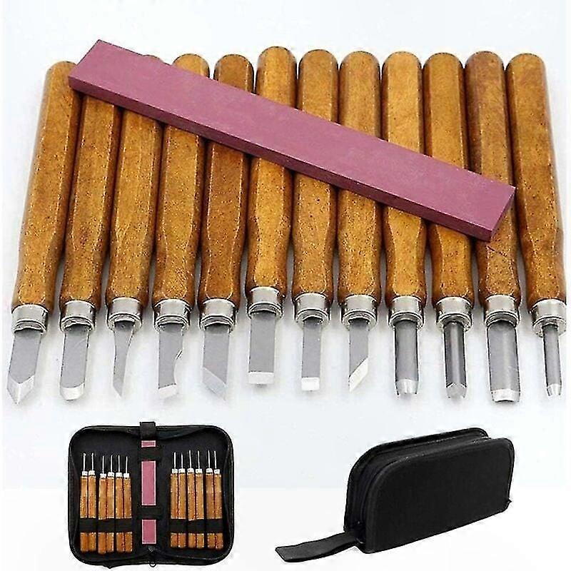 Professional Wood Carving Chisel Set (12 Pieces) for Engraving and Crafting