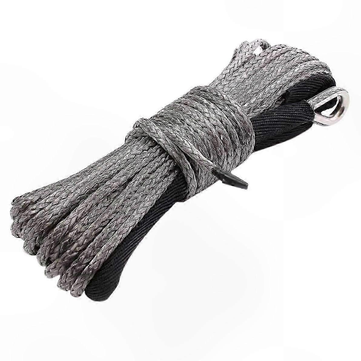 50ft Gray Synthetic Winch Rope for ATV UTV SUV Truck Boat 1/4 inch Durable Line Cable