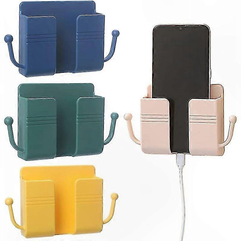 4-Pack Wall Mount Storage Box with Hooks, Multi-Color Organizer for Remote Controls, Phones, and Accessories