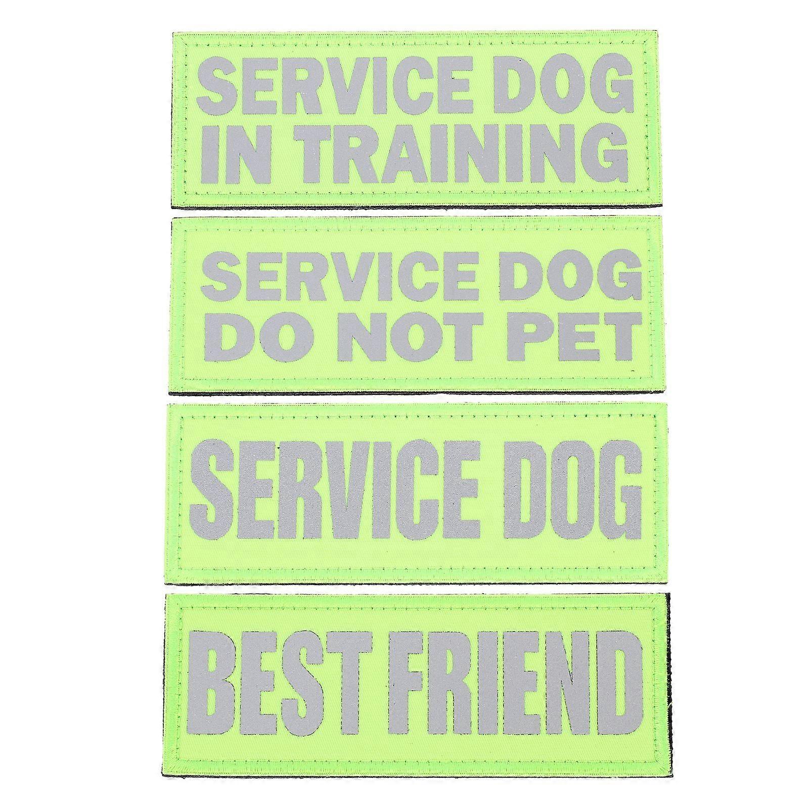 4Pcs Service Dog Professional Dog Patches Reflective Dog Patch Tags Dog Accessory