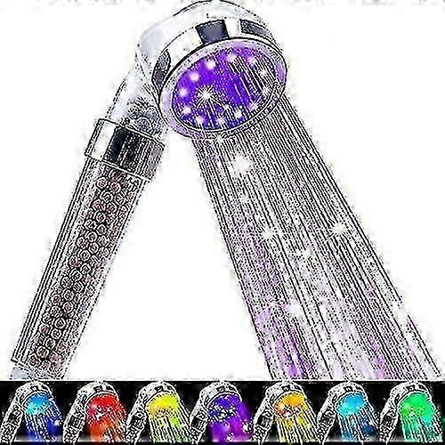 Filtered LED 7 Color High Pressure Shower Head for Dry Skin Without Batteries