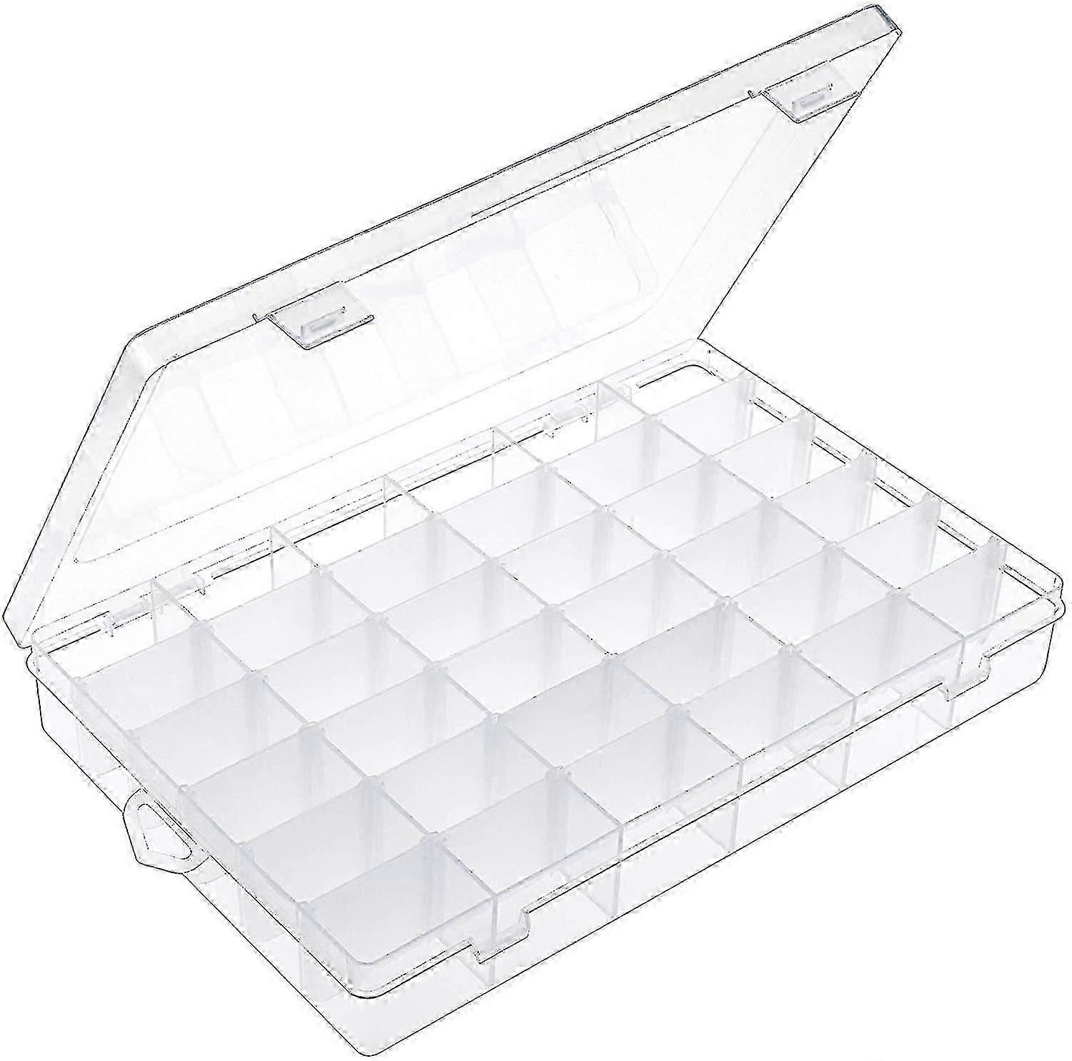 36 Grids Clear Plastic Organizer Box Storage Container Jewelry Box With Adjustable Dividers
