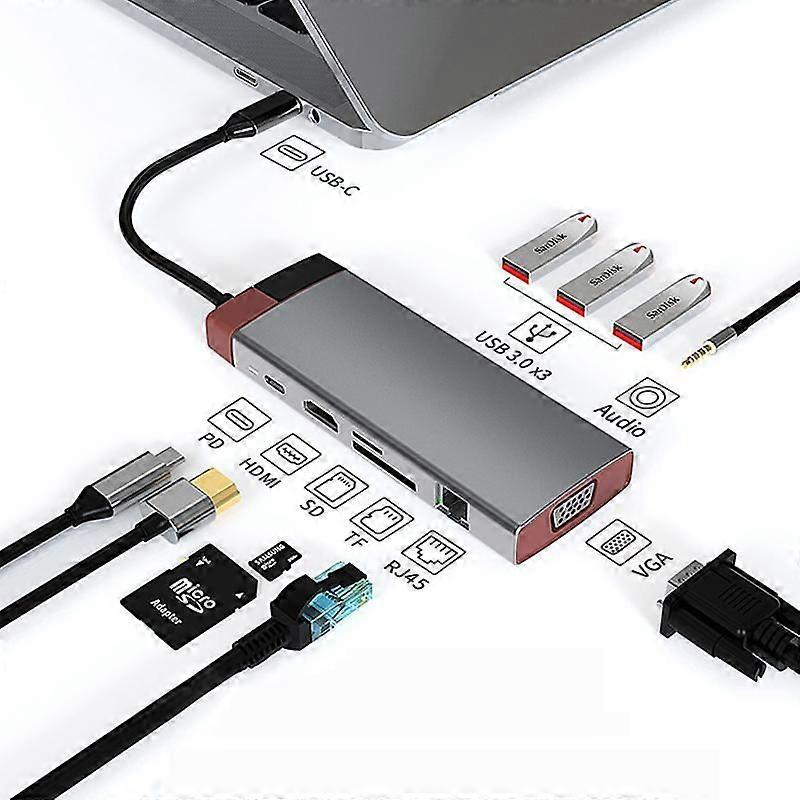 BS10A Metal Type-C Docking Station USB HUB