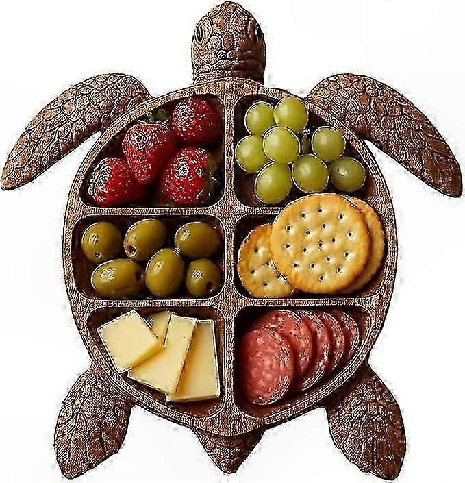 Wooden Sea Turtle Platter for Cheese, Meat, and Fruit Serving - Ocean-Inspired Animal Design Charcuterie Board