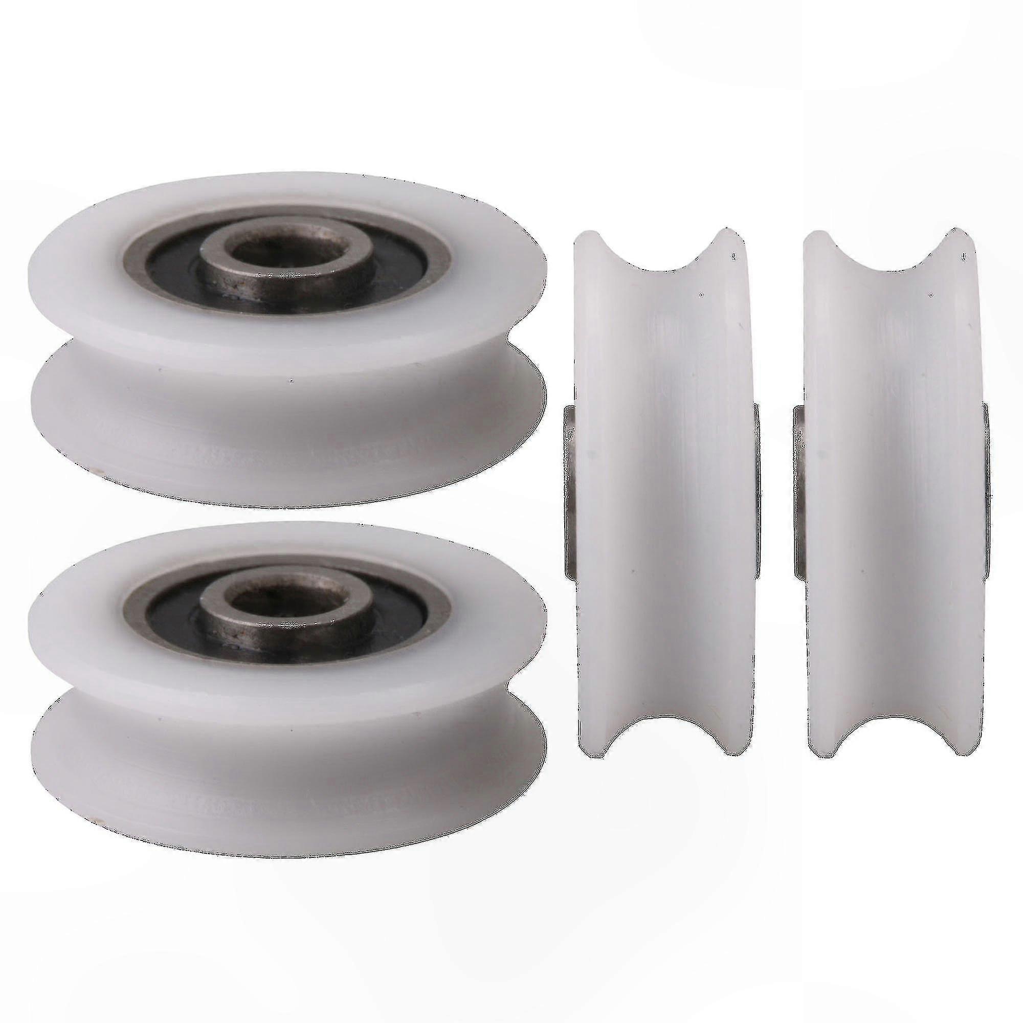 White Nylon Pulley Wheel Set, 4pcs U-Groove Design, 22x6x8mm Size for Sliding Doors with 6mm Inner Diameter