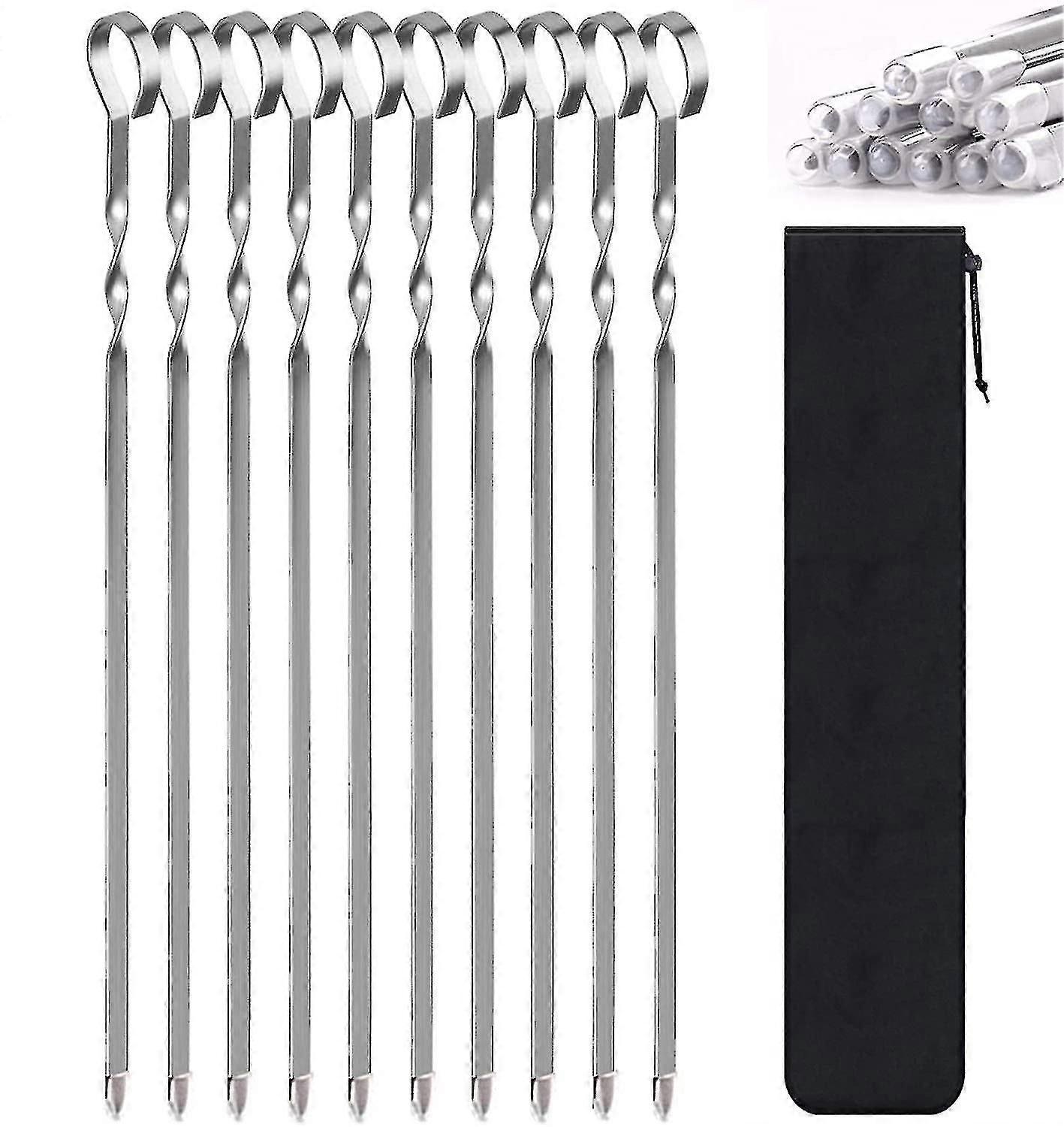 10 stainless steel barbecue skewers 36cm for kebabs