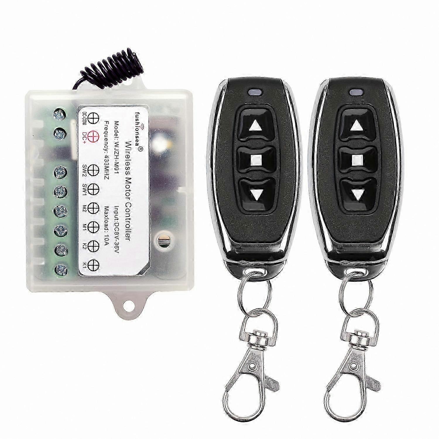 Dual Motor Remote Control for Linear Actuator, 433MHz 10A Relay Switch with Forward Reverse Function, DC 8V-36V Latched Mode