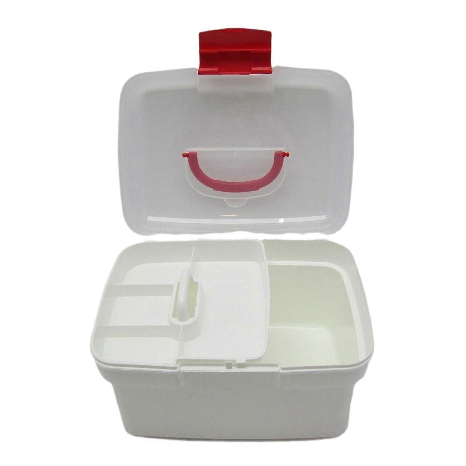 Medicine Organizer Portable Box With Detachable Tray And Locking Lid, Travel And Car Medication Storage Containers