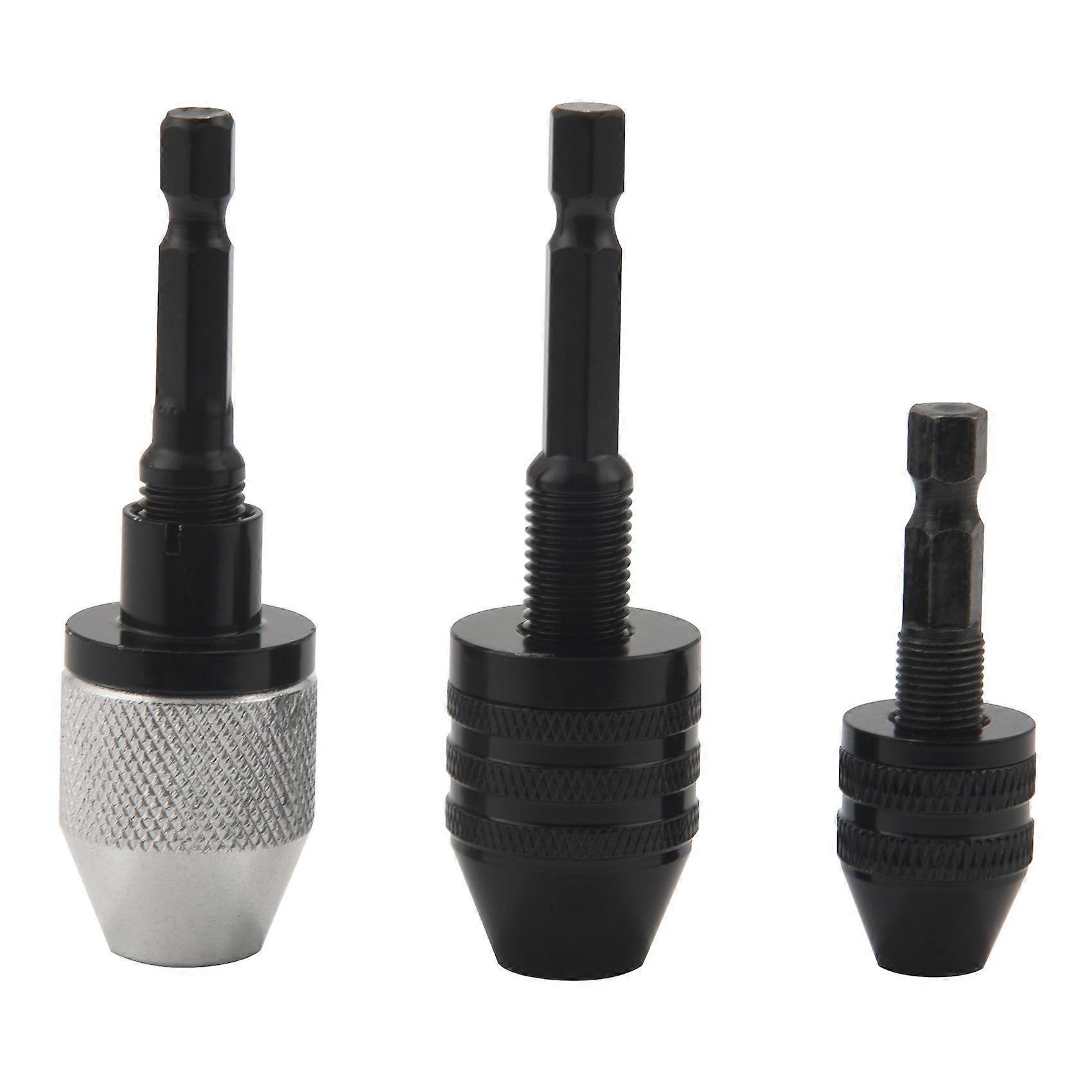 3 Pcs Keyless Drill Chuck 1/4 Inch Hex Keyless Drill Chuck Converter Drill Adapter for Impact Drill