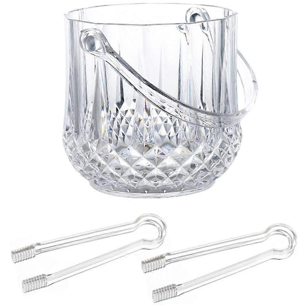 Ice Bucket Plastic Ice Bucket with Handle Acrylic Transparent Champagne Beer Wine Ice Bucket -Trans
