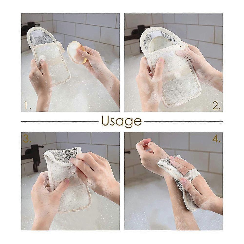 3 Pcs Soap Saver Pouch,Exfoliating Soap Bag Body Scrubber Exfoliator Sponge Holder Hanging Rope Bag