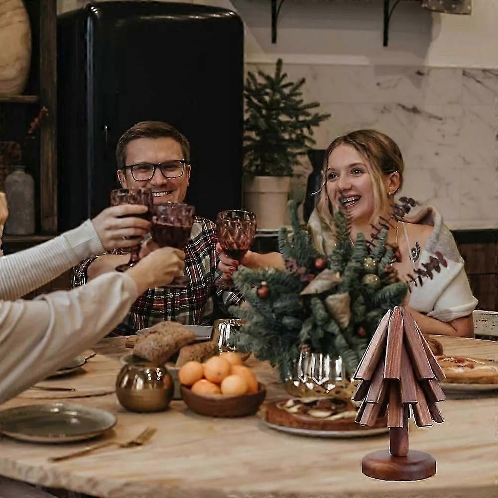 wooden trivet for hot dishes tree shape foldable placemat