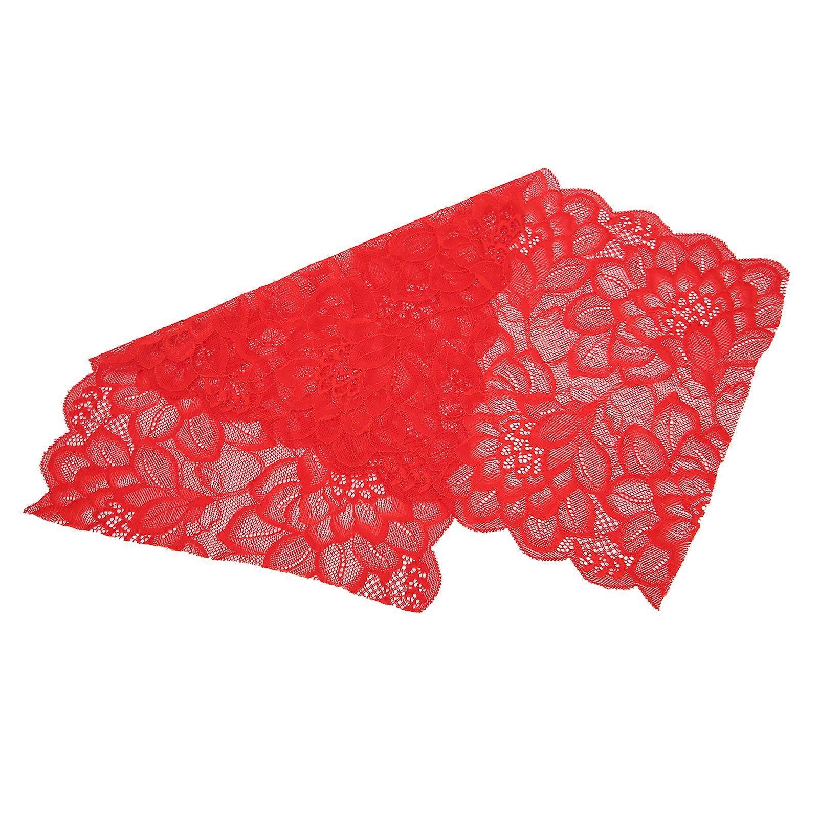 Bright Red Lace Ribbon 10 Yards 23cm Width Elegant Trim