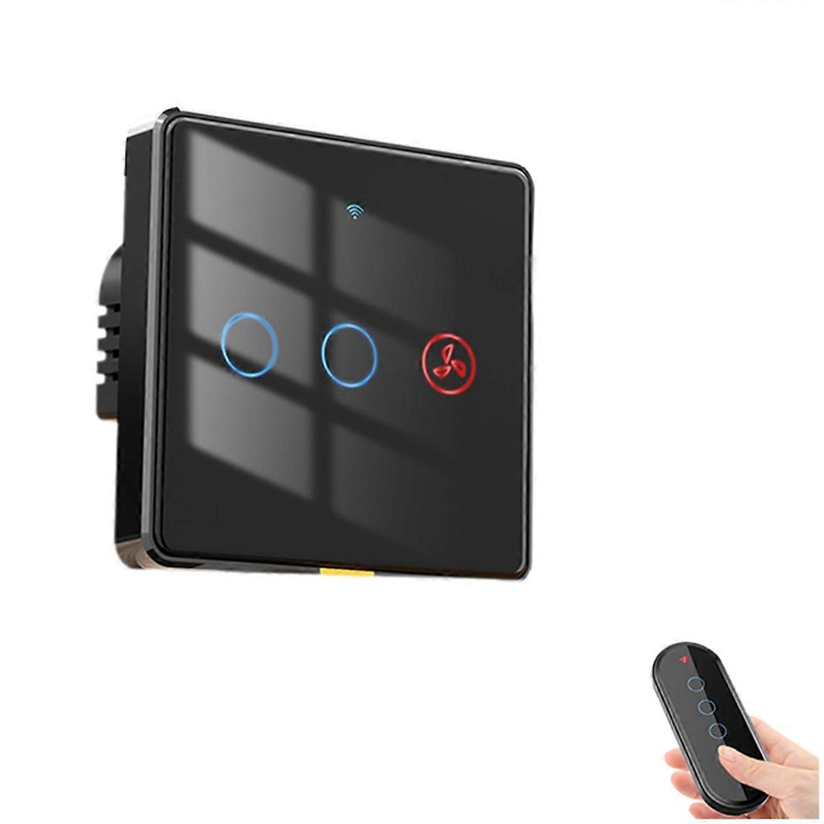 Smart Switch Fan Light 2-Way Remote Control Wall Touch Switch Black