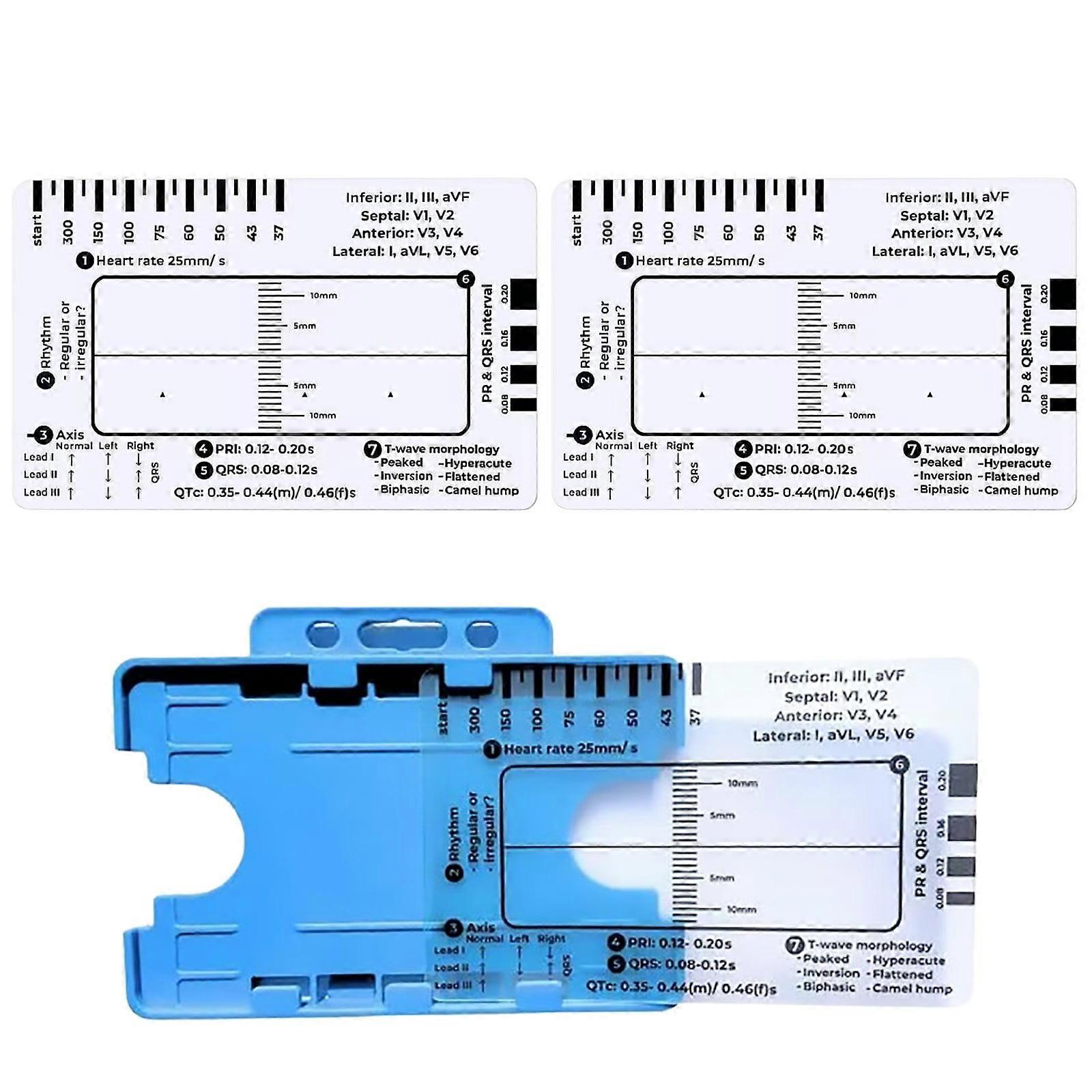 7-Step Ruler for EKG Interpretation, Transparent Measuring Tool & Calipers, Easy to Carry, Follow A 7 Step Plan