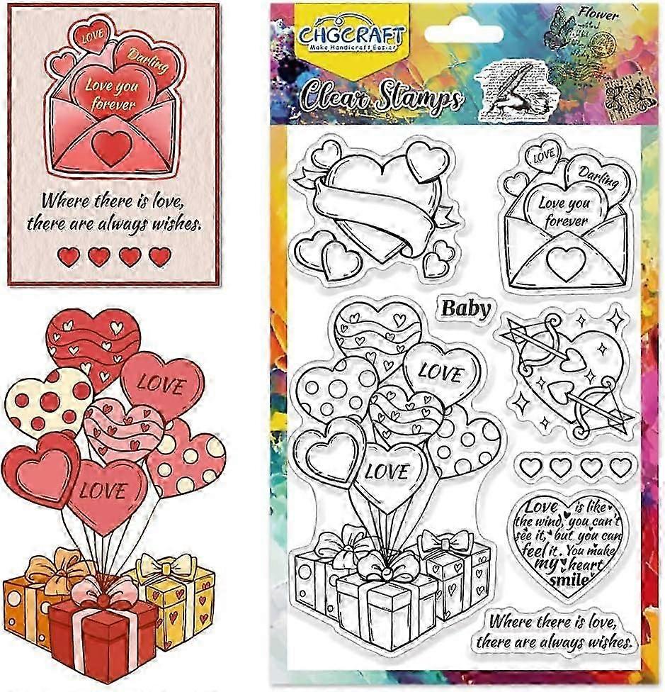 Love Clear Stamps Heart Transparent Stamp Valentine's Day Silicone Clear Stamp Seals for Cards Making DIY Scrapbooking Photo Decoration