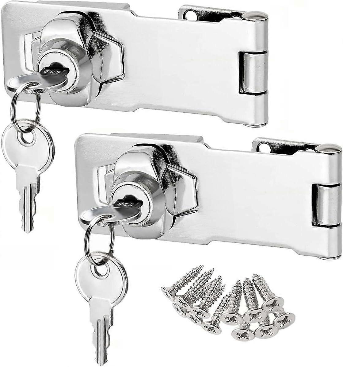Hasp Padlock with Different Keys, Drawer Lock, Cabinet Lock, Cupboard Lock, Lock Hasp, Mailbox Lock, Padlock Clasp (3 Inch - 2PCS)