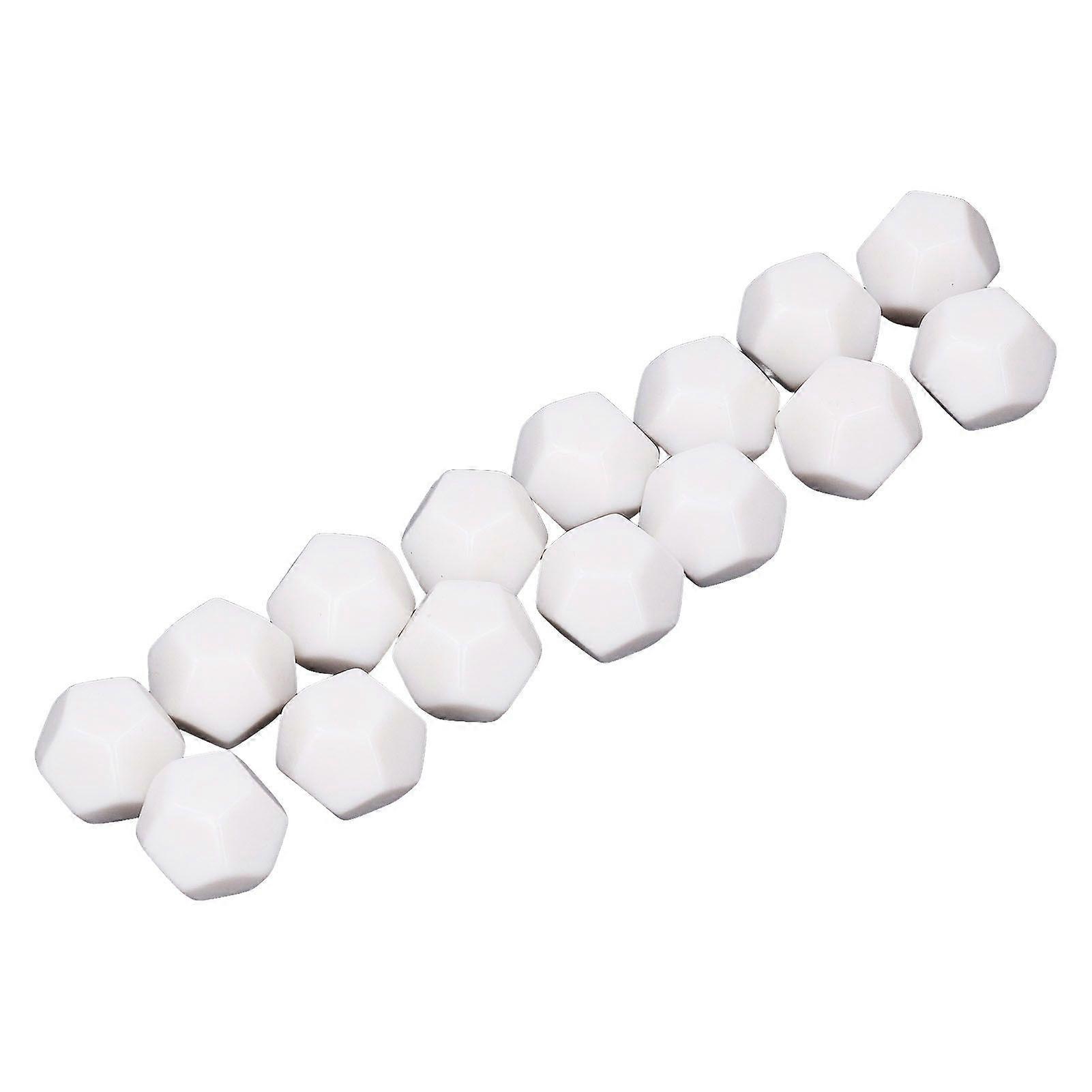 30PCS 12 Sided Blank Dice Plastic Write On Teaching Dice Cubes Polyhedral Dice Kit for Entertainment Education 2.2cm White