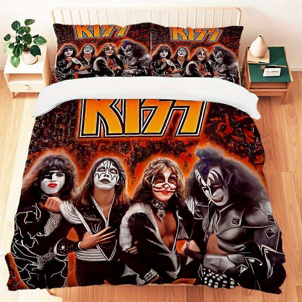 TE1296 3pcs KISS Three-tiered Bedding Set (1 Quilt Cover + 2 Pillowcases), Soft and Warm Bedding Set, Often Suitable for Bedroom, Guest R