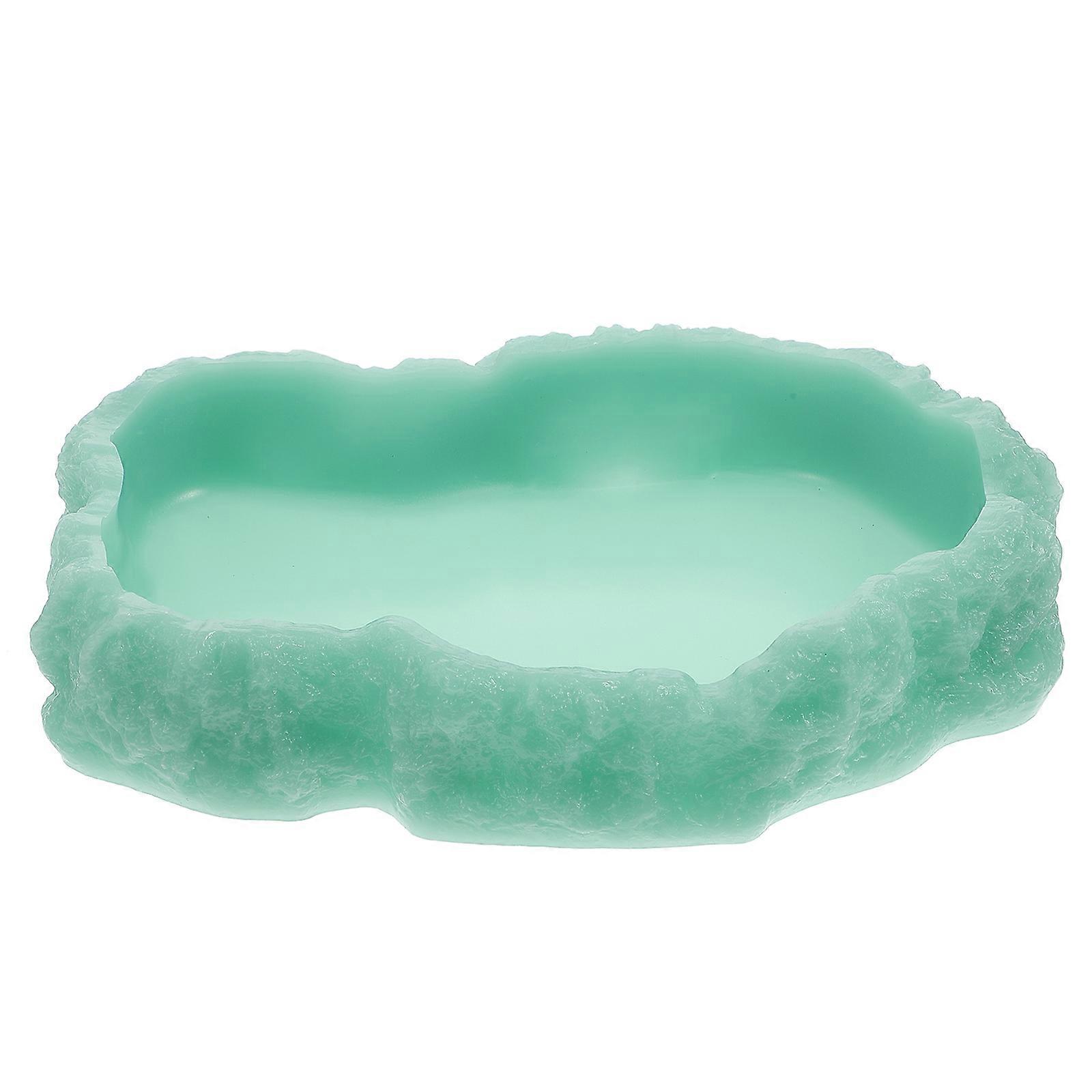 Green Resin Luminous Reptile Dish for Feeding Pet Accessory