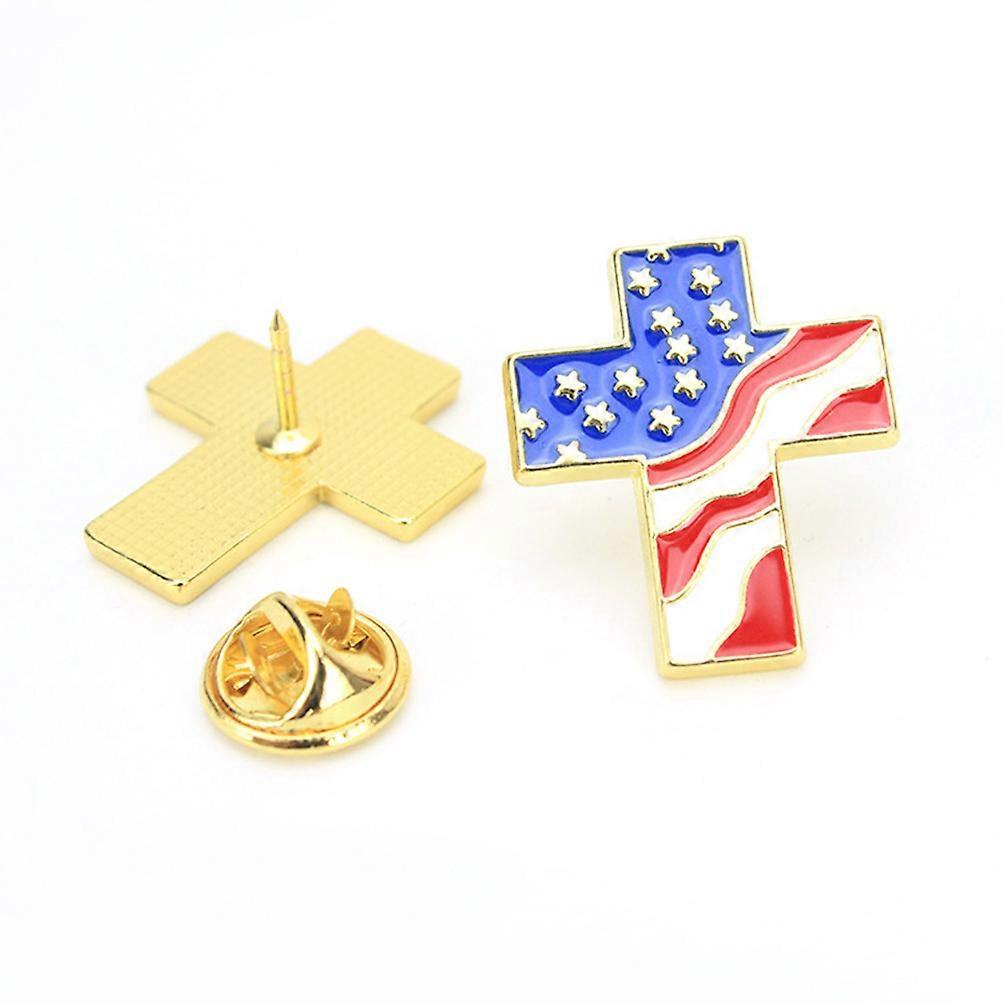 Usa Flag Badge Cross Shaped Lapel Pin for Cloth Decoration 12Pcs