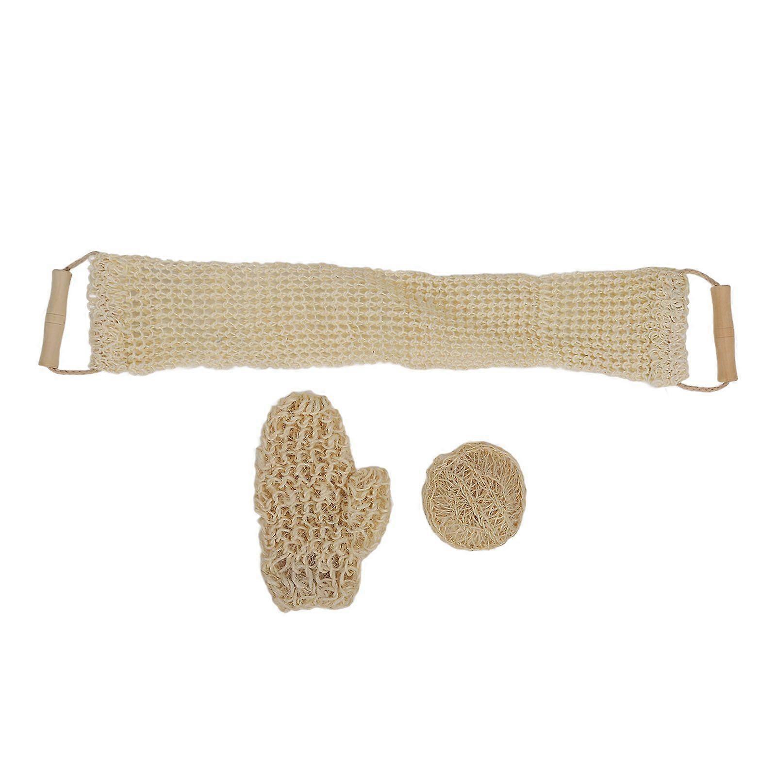 3pcs Body Scrubber Set Exfoliating Sisal Glove Deep Clean Shower Loofah Set for Home