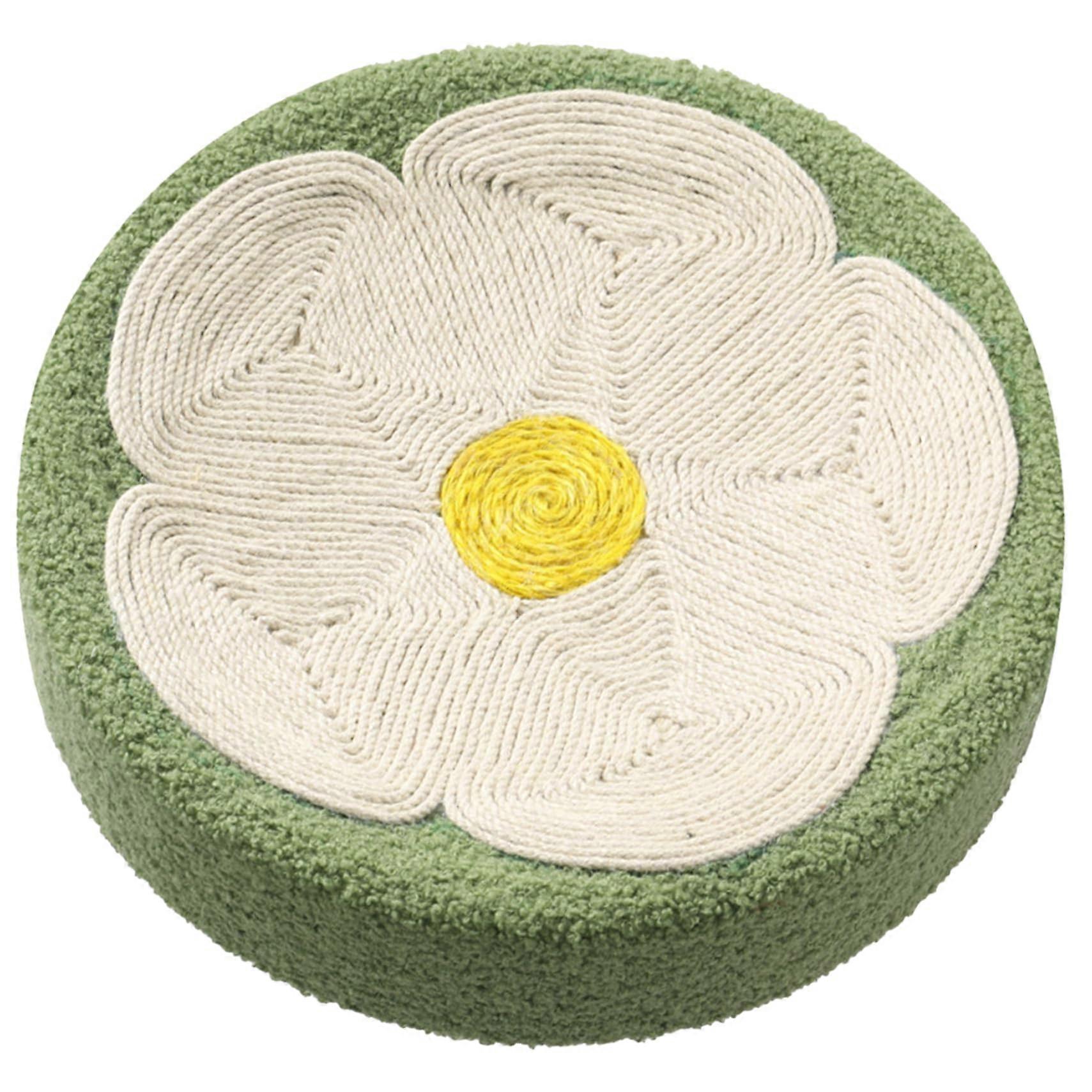 Round Cat Scratcher 15Inch Sisal Scratching Bowl, Flower Design, 2In1 Cat Lounge For Sleeping And Scratching