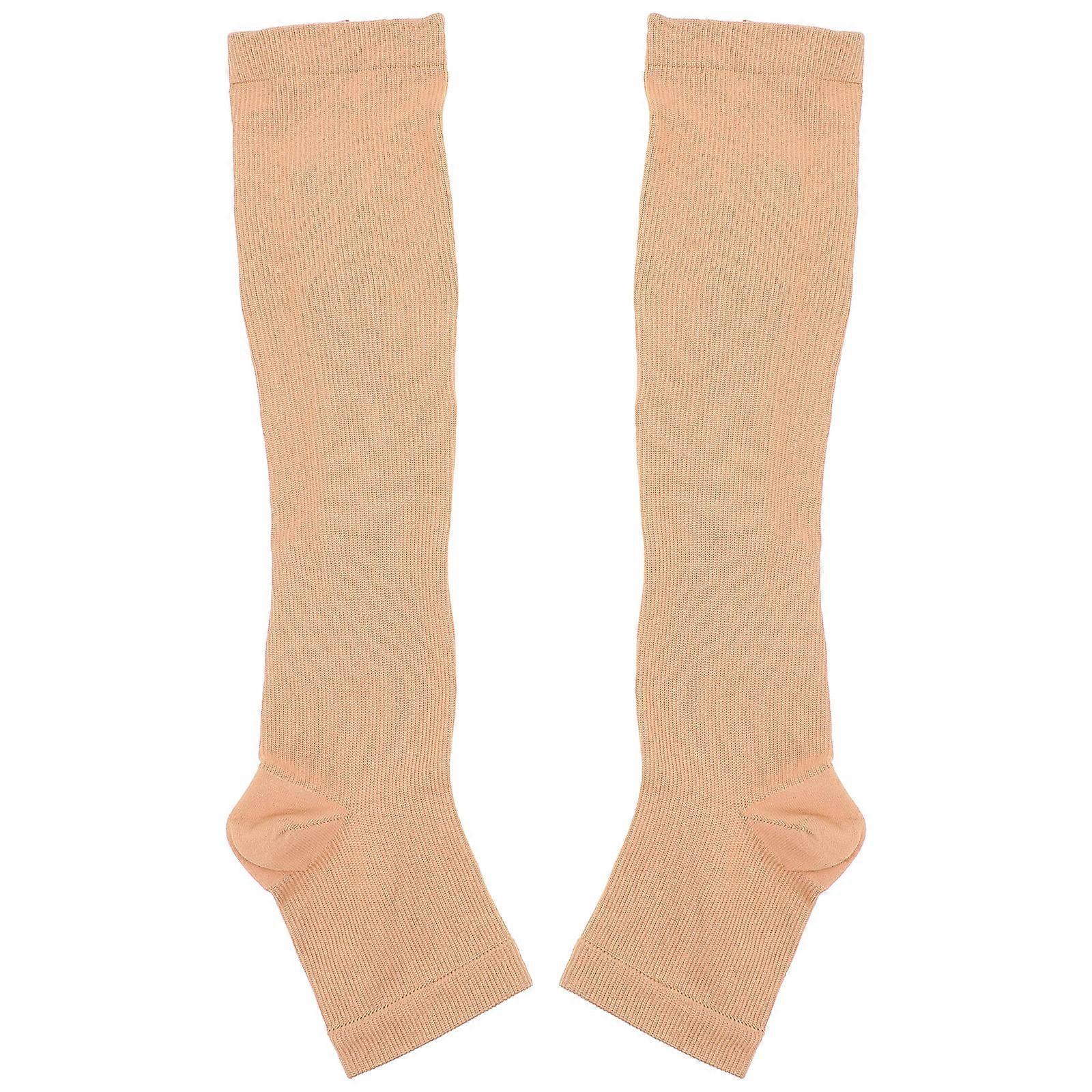 Breathable Sports Elastic Stockings with Zipper for Varicose Veins Relief 1Pair