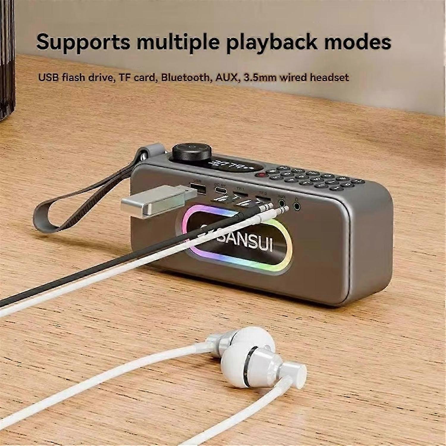 F60 Elderly FM Radio Rechargeable Plug in Dual Card Speaker Player Portable Bluetooth Speaker 3600m