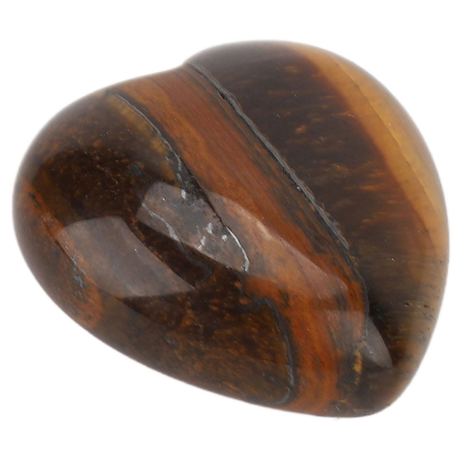 2pcs Tigerite Stone Heart Shape Glossy Smooth Decorative 6cm