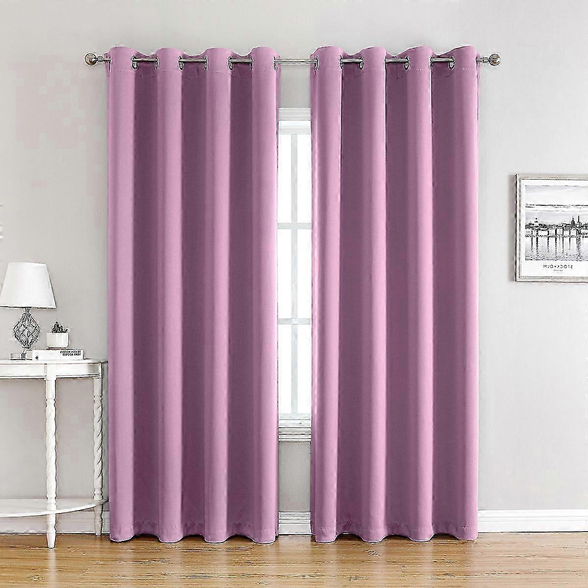 Room Blackout Curtains - Double Curtain Home Window Thermal Insulation/Heavy Solid Fabric for, Set of 2 L 100 X H 130 cmViolet