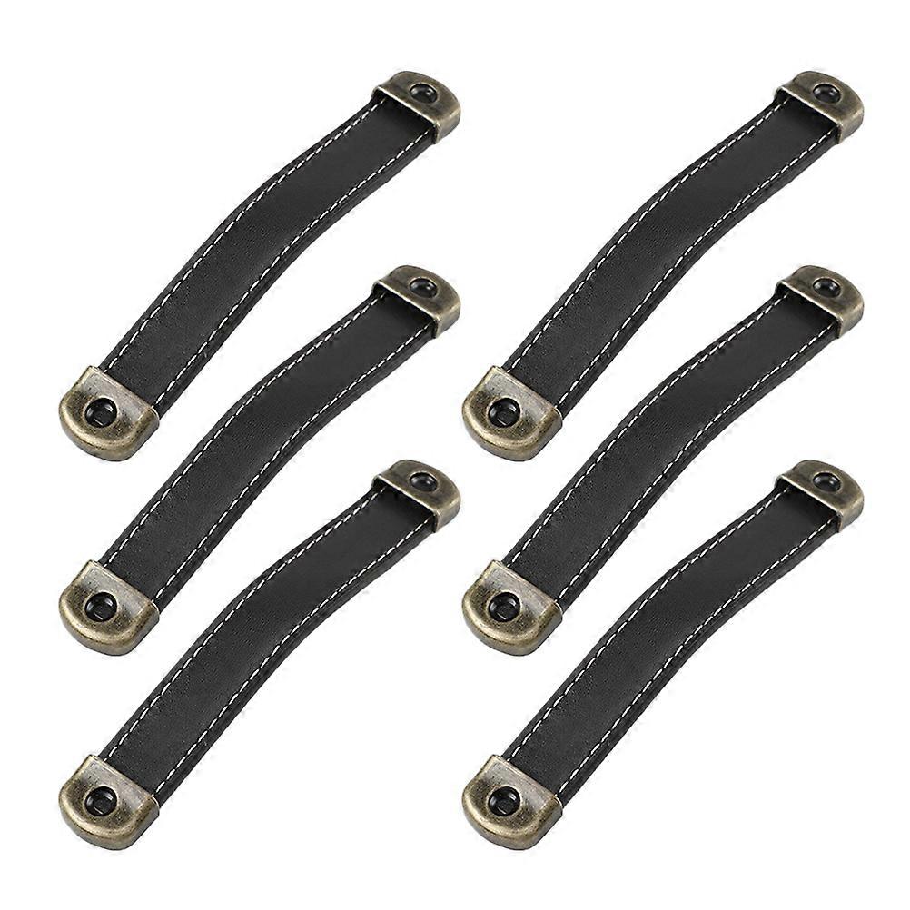 Drawer Pulls Zinc Alloy Handles for Door Use 6Pcs Black Synthetic