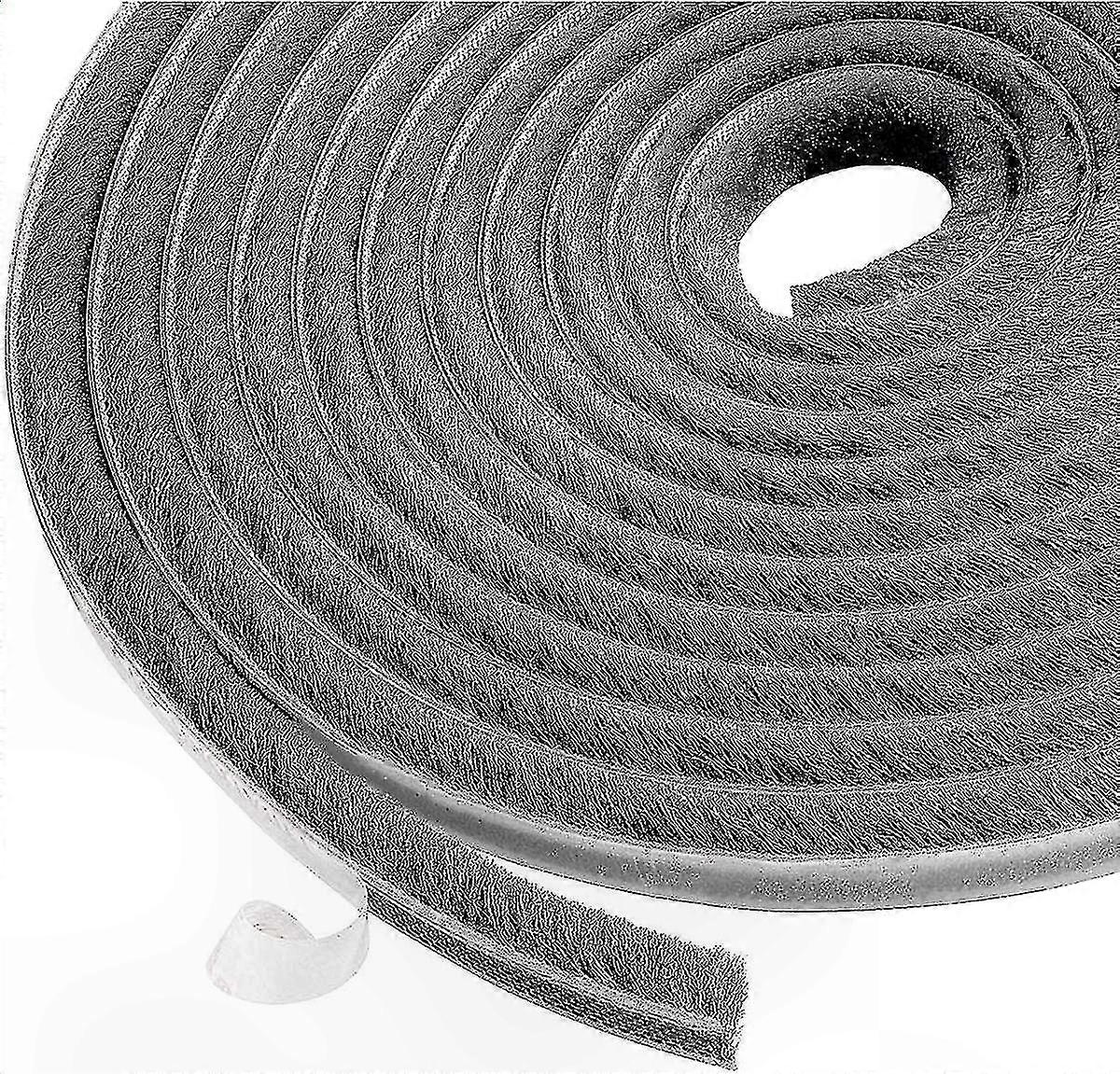 9mm x 9mm Gray Brush Seal Strip, 10m Adhesive Door and Window Draft Stopper for Enhanced Insulation