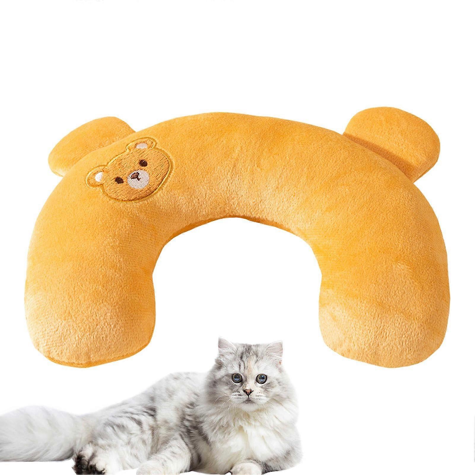 Dog Neck Pillow 150 g UShaped Cushion for Dogs and Cats, Soft Plush Recovery Pillow, 27 x 17 x 6 cm, Yellow