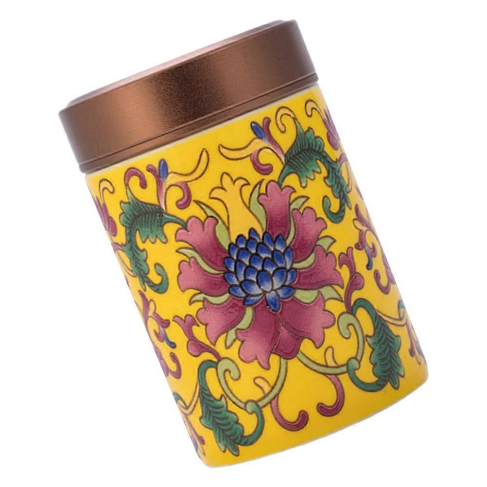 Sealed Tea Canister Yellow Ceramic Tea-Leaf Jar for Storage
