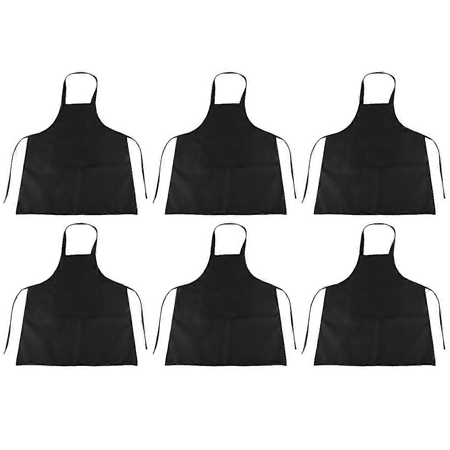 For 6 Pack Kitchen Apron With 2 Pockets Antidirty Apron Suitable Black