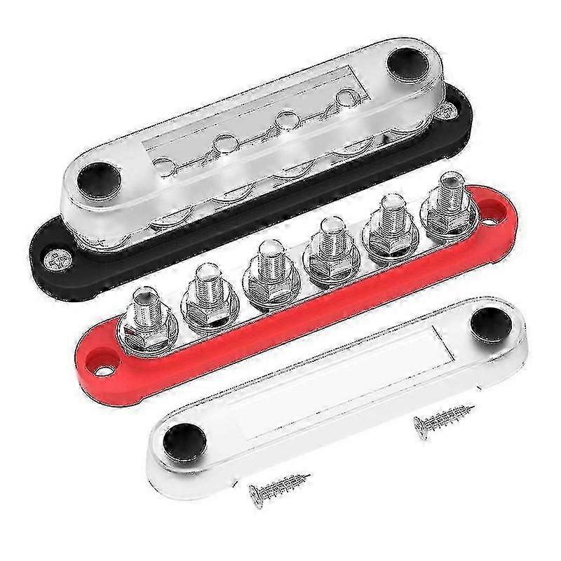 12V Bus Bar, 6x5/16 Inch (M8) Terminal Studs, Power Distribution Block with Cover for 12V-48V Auto p20241126293 2025
