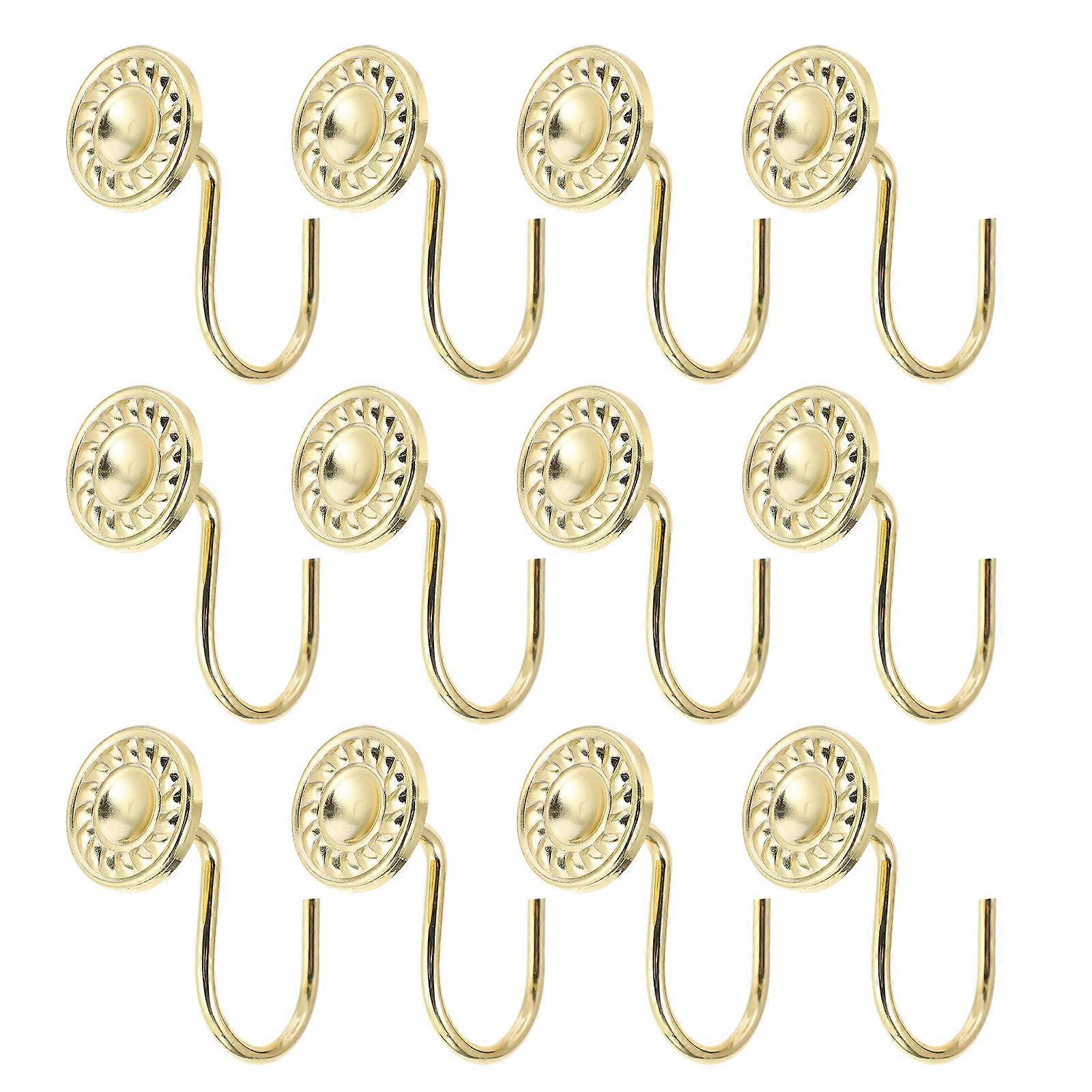 Rustproof Golden Iron Bath Curtain Hooks for Bathroom Use 12Pcs Set
