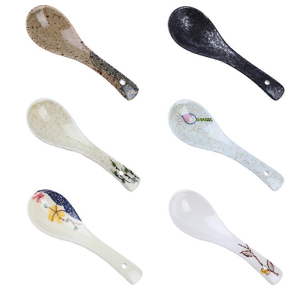 Ceramic Spoons Soup Spoons for Home 12Pcs Japanese Style Assorted Color