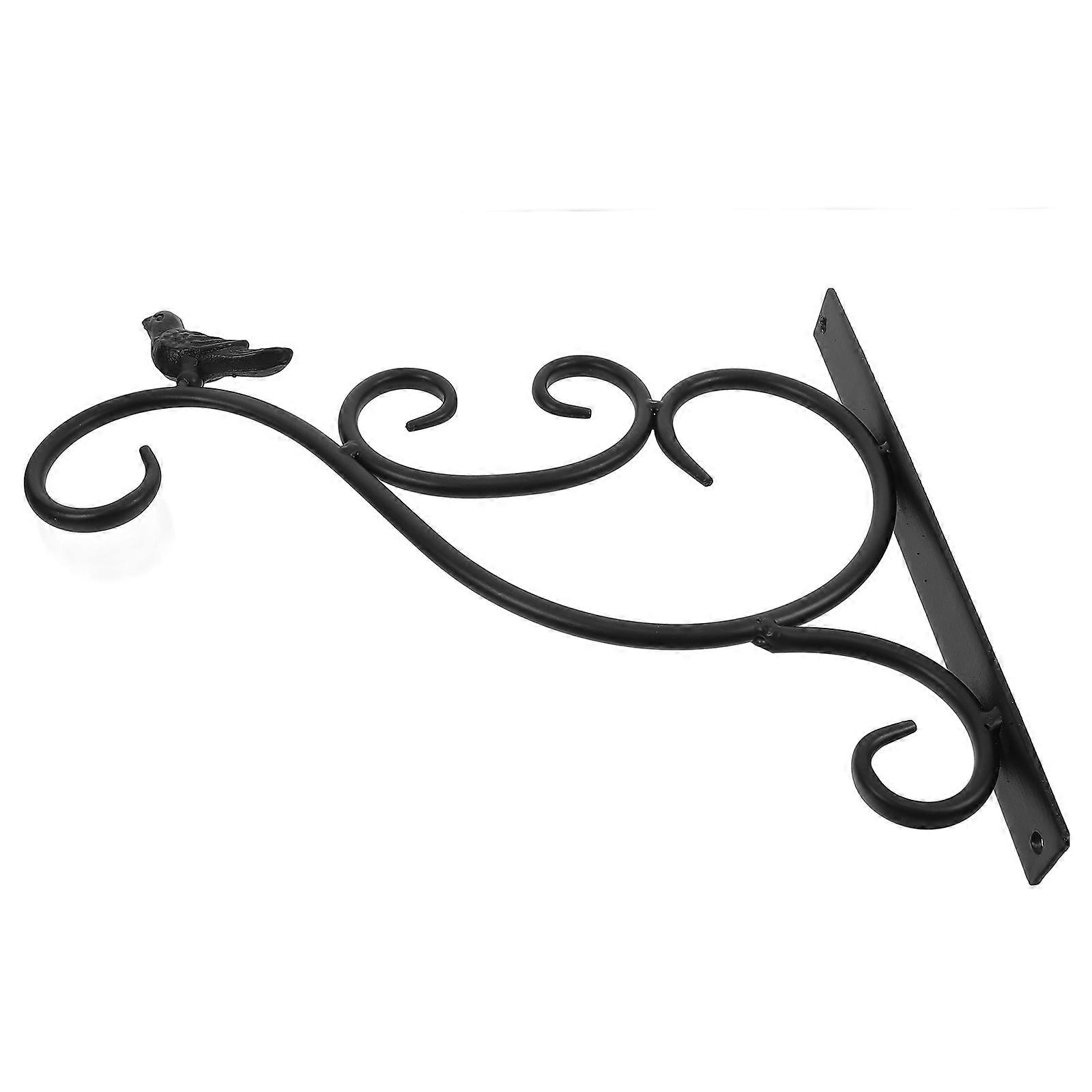 Wrought Iron Flower Stand Wall Hanging for Home Use 2Pcs Black Set
