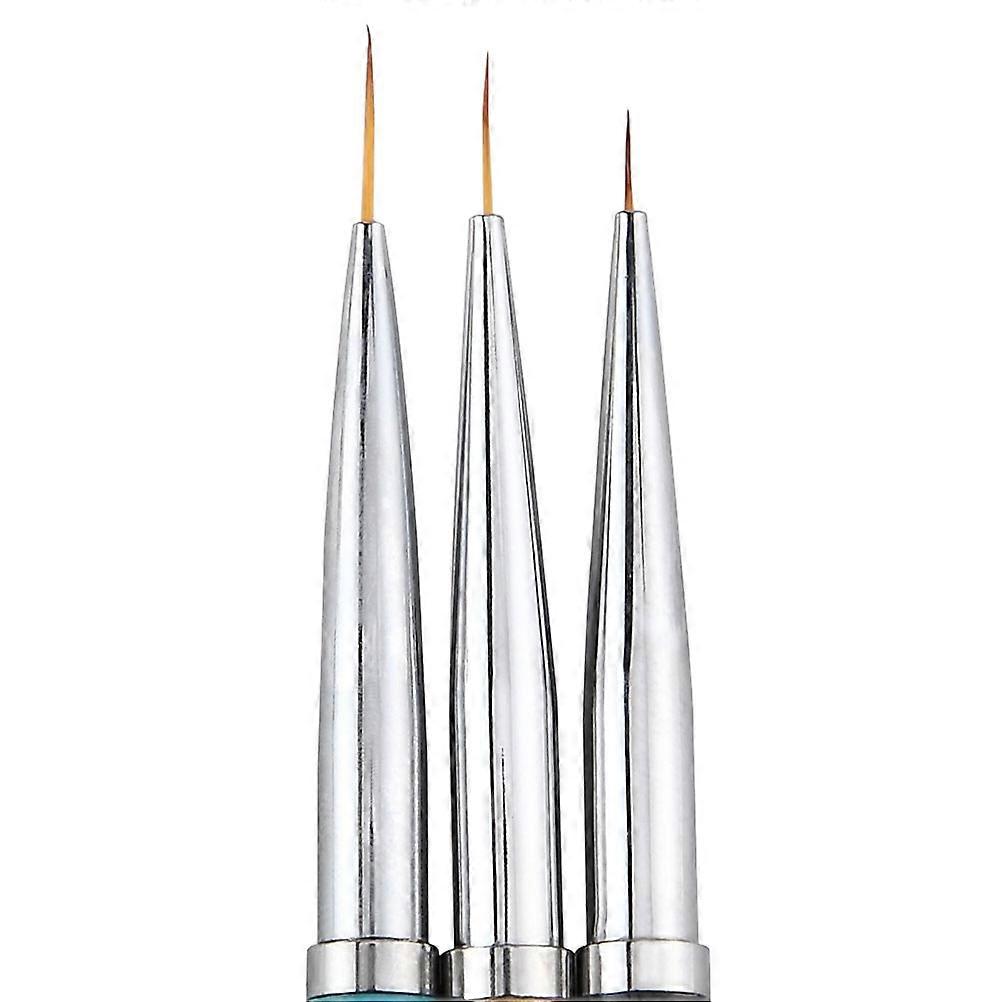 3Pcs Metal Rod Nail Art Brush for Painting Fine Lines and Patterns