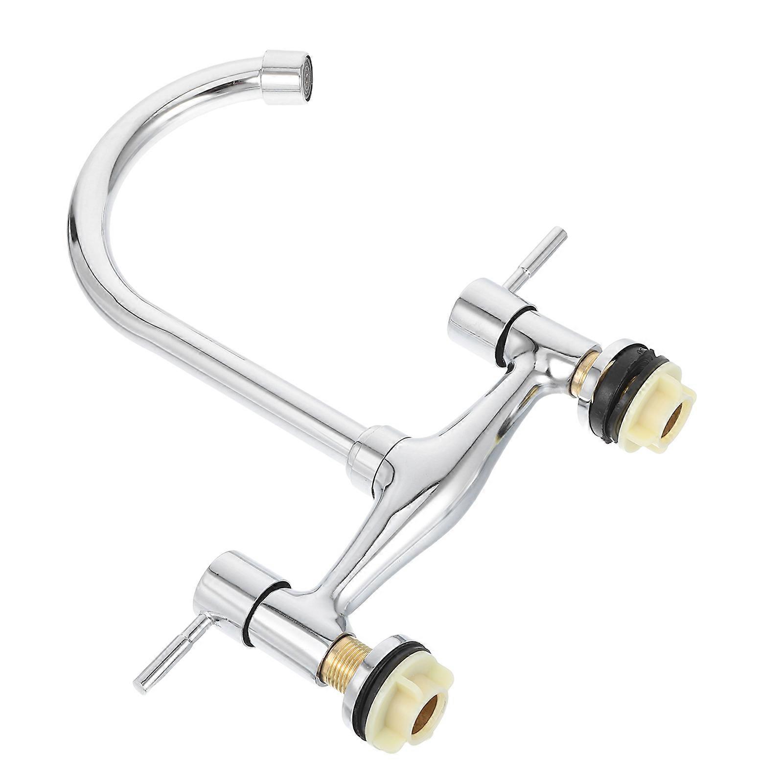 Two Handle Rotatable Spout Kitchen Faucet Alloy Faucet 3Pcs