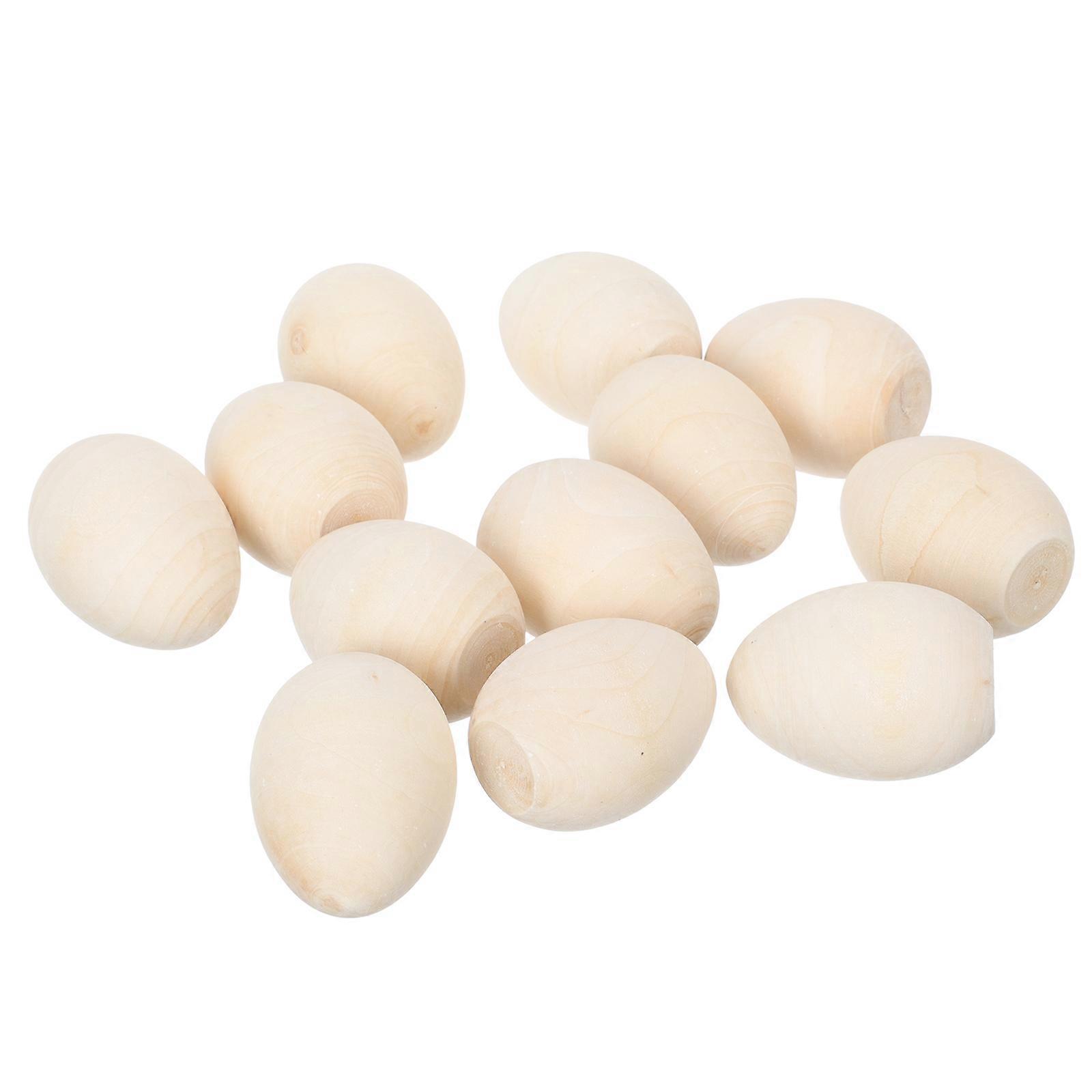 Easter Party Supplies Wooden Simulation Eggs for Decoration 24Pcs DIY Graffiti Eggs